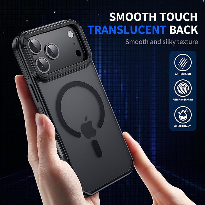 Strong Magnetic for iPhone 17 Pro Case with Camera Cover [10Ft Military-Grade Protection] Compatible with MagSafe Shockproof Slim Thin Phone Cover for iPhone 17 Pro 6.3 inch, Black