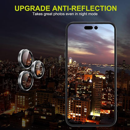 WSKEN for iPhone 14 Pro/iPhone 14 Pro Max Camera Lens Protector,[Night Shooting Mode] HD Tempered Metal Glass Camera Screen Protector Cover Film Accessories, Silver