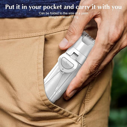 Mini Selfie Stick Tripod, 41.5cm Extendable Grip Phone Tripod with Detachable Remote Pocket Size, 4-in-1 Mini Phone Grip, 10m Wireless Shutter, Vlog Livestreaming Photography （White）