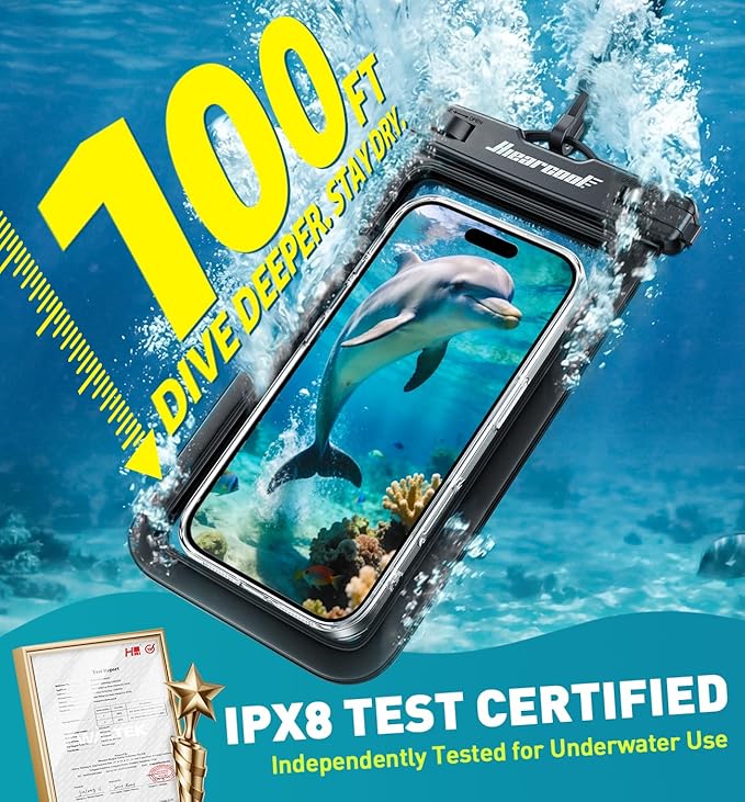 Hiearcool Universal Waterproof Case, Waterproof Phone Pouch Compatible for iPhone 17 16 15 14 13 Pro Max XS Plus Samsung Galaxy S22 Cellphone Up to 8.9", IPX8 Cellphone Beach Bag for Travel - 2 Pack