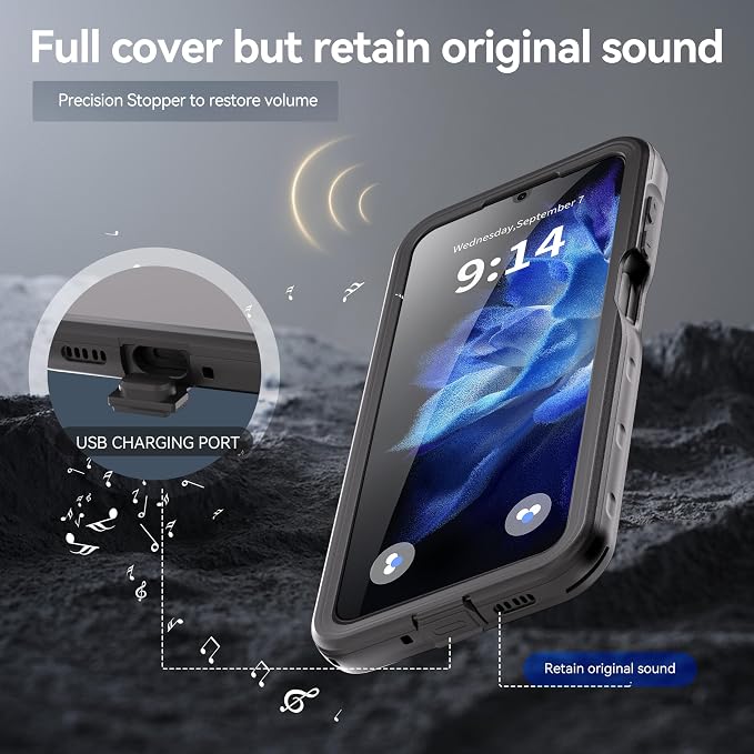Omio for Galaxy A16 5G Waterproof Case, Full Body IP68 Underwater Clear Protective Case Built-in Screen Protector Heavy Duty Shockproof Case for Men Women, Black