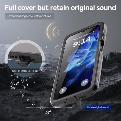 Omio for Galaxy A16 5G Waterproof Case, Full Body IP68 Underwater Clear Protective Case Built-in Screen Protector Heavy Duty Shockproof Case for Men Women, Black