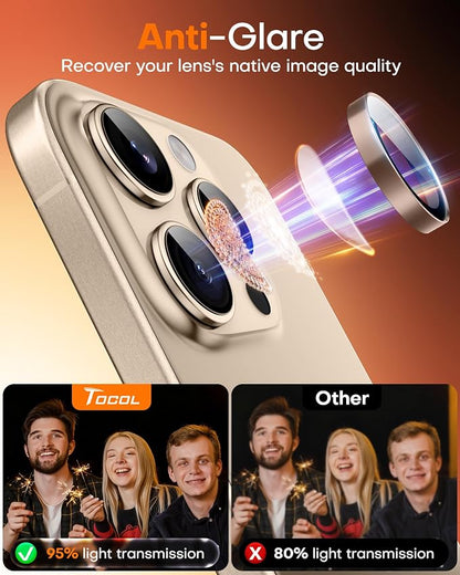 TOCOL for iPhone 14 Pro Max Camera Lens Protector/iPhone 14 Pro Camera Lens Protector Tempered Glass HD Individual Scratch Resistant Cover Accessories Case Friendly 2 Pack（Rose Gold）