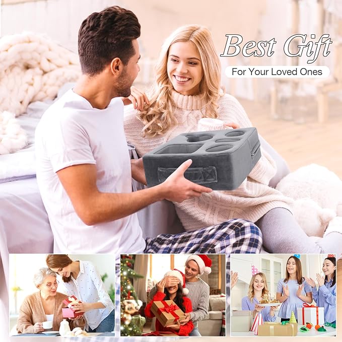 STBoo Couch Cup Holder Pillow - Sofa Drink Cup Holder Cozy Buddy | Bed Caddy Organizer Holds Remote, Snacks, Phones | Waterproof Anti-Spill Sofa Beverage Tray for Car, Pack, Beach, RV, Boat (Grey)