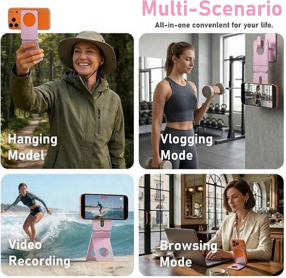 Magnetic Tripod for iPhone, Aluminium Phone Tripod Stand Compatible with Magsafe iPhone 17/16/15/14/13/12 Series, Foldable Strong Magnetic Phone Stand & Travel Essentials Accessories