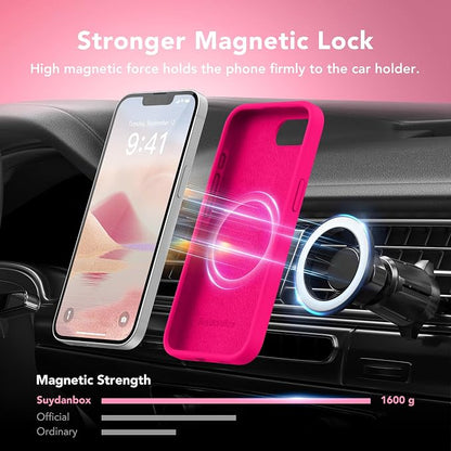 Magnetic for iPhone 17e/iPhone 16e Case, Compatible with MagSafe, [Soft Anti-Scratch Microfiber Lining] Slim Silicone Shockproof Protective Phone Case for iPhone 17e/16e 6.1", Hot Pink