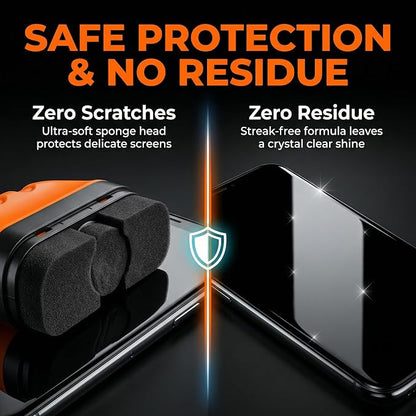 Car Screen Cleaner with Built-in Sponge | Effortlessly Removes Fingerprints, Dust and Make-up Stains | Anti Static Formula Safely Works on TV, Laptop, Computer Monitor, Phone, Dashboard & Console