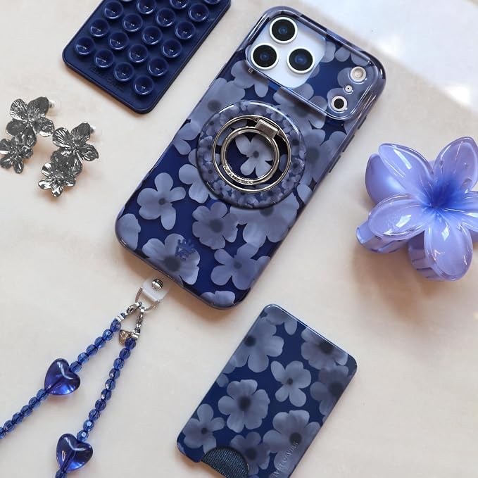 VELVET CAVIAR Compatible with MagSafe Phone Grip 2.0 | Cute Magnetic Ring Holder | Finger Loop Kickstand | Pop On Accessory for iPhone 17, 16, 15, 14, 13, 12 | Midnight Blossom