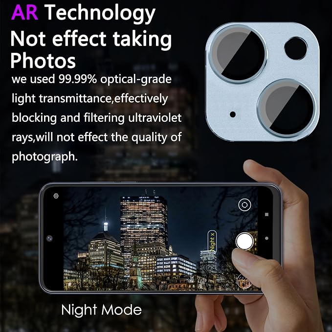 2 Pack Camera Lens Protector for iPhone 14/14 Plus,[Not Easy to Breakn ] AR Tempered Glass Strong Adsorption Metal Camera Cover Screen-blue