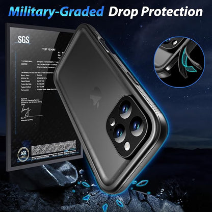 SPORTLINK for iPhone 16 Pro Waterproof Case - Shockproof Dustproof Case with Built-in Clear Screen Protector, Full Body Heavy Duty Sealed Protective Cover for i Phone 16 Pro 6.3" Black
