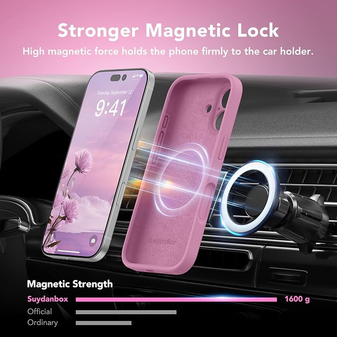 Magnetic for iPhone 16 Case, Compatible with MagSafe, [Screen Protector + Full Camera Protection], Silicone Shockproof Anti-Scratch Protective Phone Case for iPhone 16 6.1", Blackcurrant