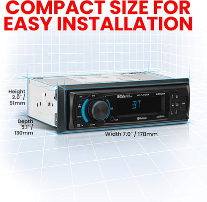 BOSS Audio Systems 625UAB Single DIN Car Stereo with Bluetooth - No CD DVD Player, AM/FM Radio Receiver, Aux Input, USB