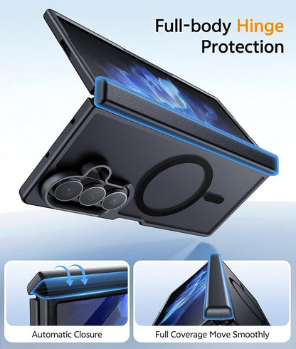 FNTCASE for Samsung Galaxy Z Fold 8 Ultra / Z Fold 7 Case, Fit for Magsafe | Hinge Protection, Screen Protector, Translucent Matte, 14FT Military Grade Drop Proof, Protective Phone Cover, Black