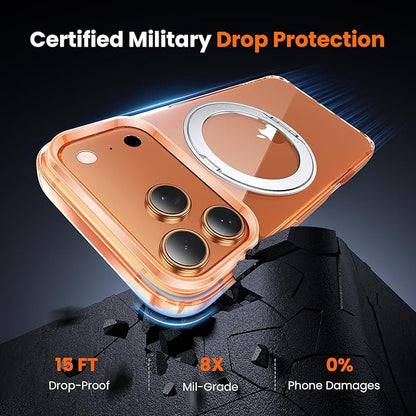 3 in 1 for iPhone 17 Pro Max Case Stand |Build in Kickstand,Screen Protector *1 & Camera Lens Protector*1, Not Yellowing, Fits MagSafe, Military-Grade Protection