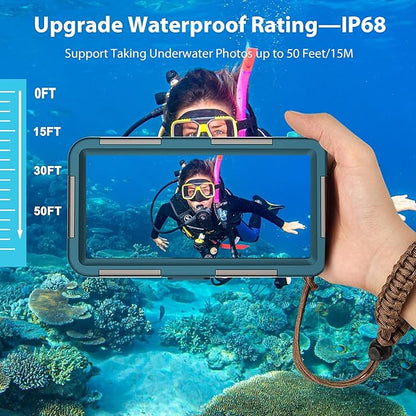 Universal Scuba Diving[50FT/15M] Underwater Snorkeling Waterproof Phone Case for Samsung Galaxy S25/24/S23/S22 Ultra/Plus Google Pixel Motorola Huawei/LG Series[Right Volume Button],Teal