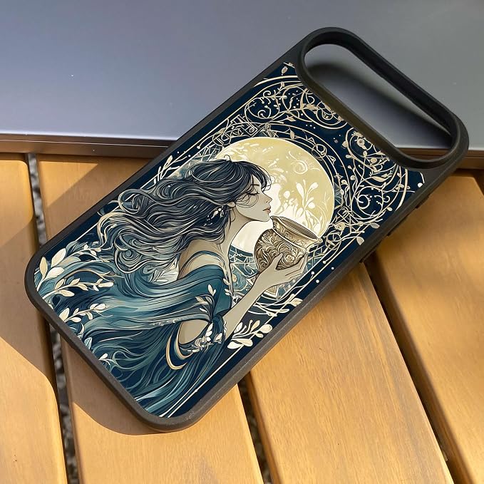 Constellation Series - Aquarius Designs Magnetic for iPhone 17 air Case, Tarot Style Model Glass Phone Cover, Compatible with Magsafe, Pocket-Friendly - fits iPhone 17 air Case for Women