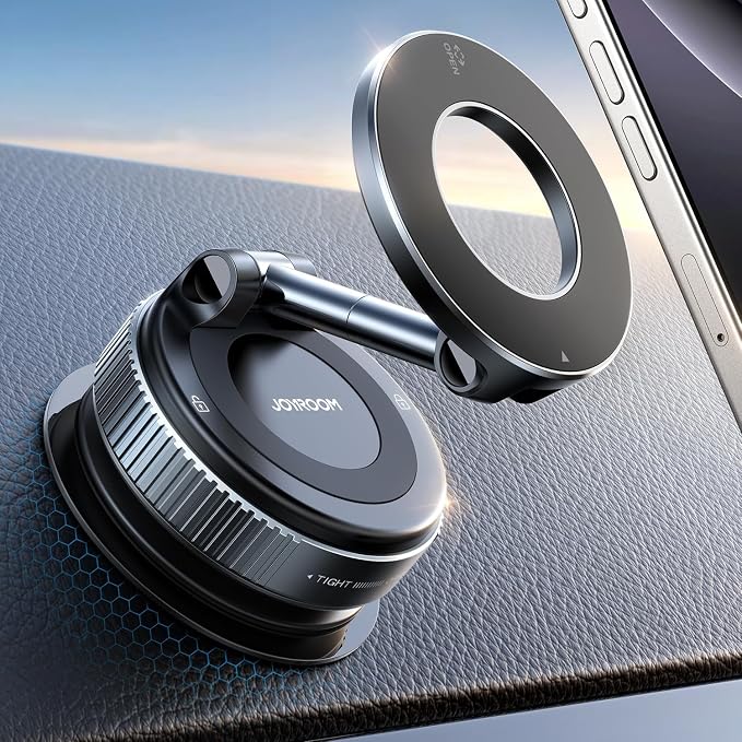 JOYROOM Magsafe Car Mount, Car Mount for iPhone with Strong Magnet, 360° Metal Strut Vacuum Suction Cup Phone Mount for iPhone 17 Air Pro Max/16 15 14 13 12 Series& Android Magsafe Case, Dark Blue