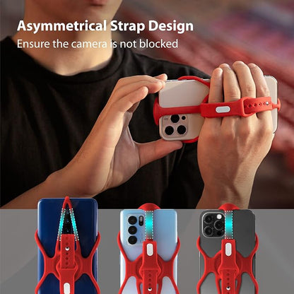 BONE Run Tie Handheld 2, Running Cell Phone Holder, 2-in-1 Handheld/Wristband Design, Adjustable & Skin-Friendly Silicone Strap for Workout, Universal Sport Phone Carrier for Most Smartphone (Red)