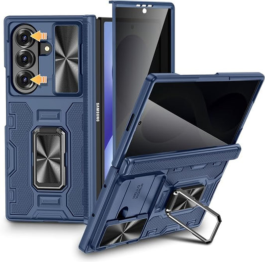 VEGO for Galaxy Z Fold 8 Ultra Case with Hinge & Privacy Screen Protector | Slide Camera Cover & Rotat Kickstand Military-Grade Drop Protection Shockproof Phone Case for Samsung Fold 8 Ultra 2026-Blue