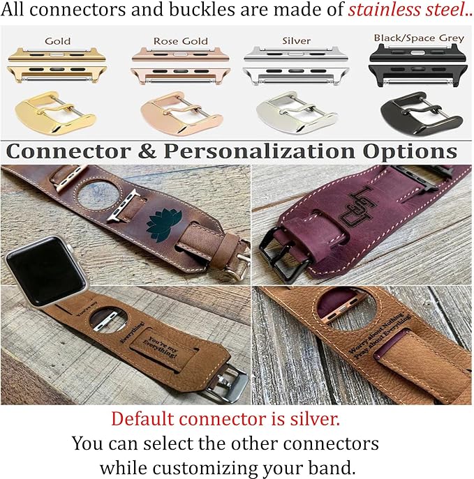 HARDISTON Cuff Watch Band Compatible with Apple 41mm for Men & Women, Handmade Genuine Leather, Compatible with iWatch Series 11 10 9 8 7 6 5 4 3 2 1 SE Ultra, Wrist Bracelet Band, Medium/Band-Red