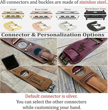 HARDISTON Cuff Watch Band Compatible with Apple 42mm (Ser.10) for Men & Women, Handmade Genuine Leather, Compatible with iWatch Series 11 10 9 8 7 6 5 4 3 2 1 SE Ultra, Wristband, Medium/Band-Russet