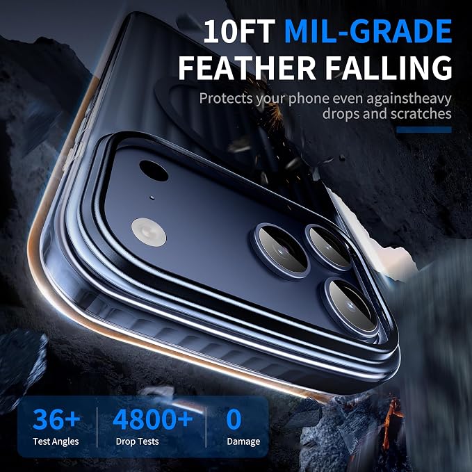 Strong Magnetic for iPhone 17 Pro Max case,1XLens Protector[10Ft Military-Grade Protection] Compatible with fit MagSafe Shockproof Slim Thin Cover case for iPhone 17 Pro Max 6.9 inch, Deep Blue Metal