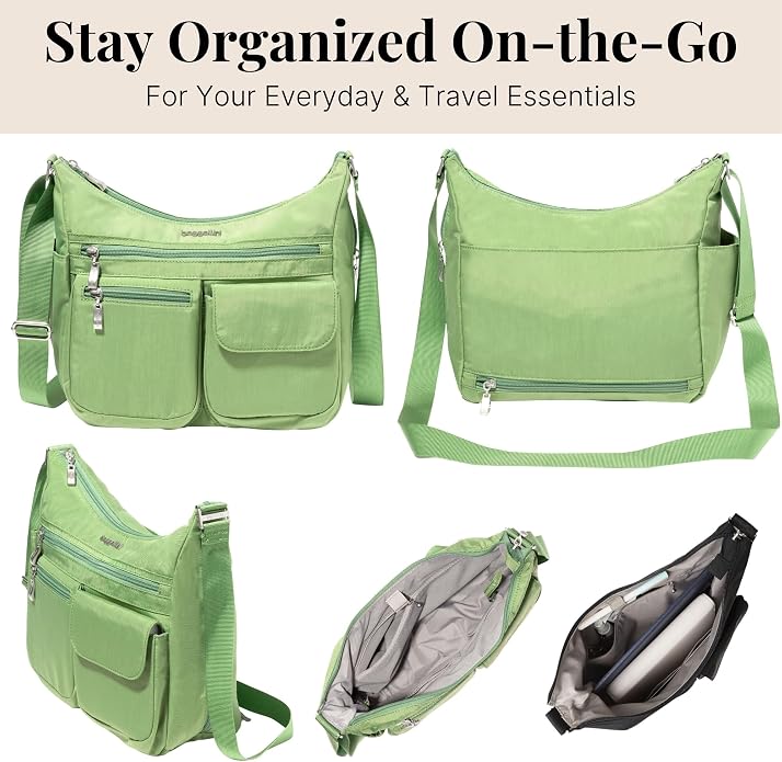 Baggallini womens Everywhere Bagg Crossbody Women 11x9 Lightweight Nylon Hobo Water-resistant Travel Bag W/Rfid