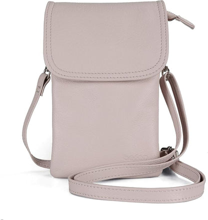 befen Genuine Leather Small Crossbody Bags for Women Cell Phone Bag Cross Body Purses,Silver Zipper