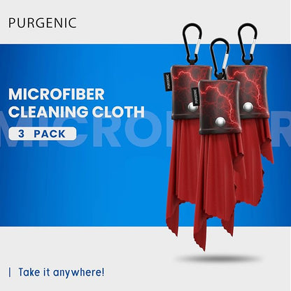 Microfiber Cloth & Glasses Wipes (3 Pack) Lens & Glasses Cleaning Cloth - Eyeglass Cleaner - Camera Lenses & Gadget Delicate Screens - Red