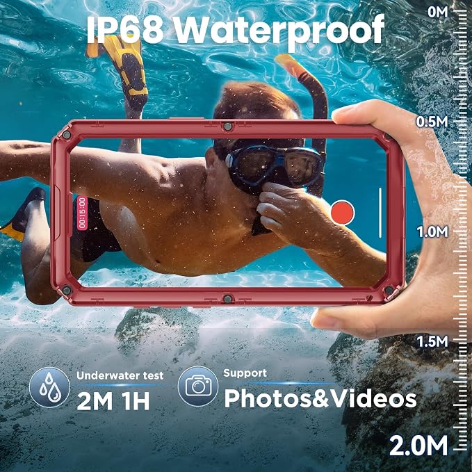 Mitywah Waterproof Case for iPhone 17 Pro, Rugged Metal Case with Built-in Screen Protector, Heavy Duty Full Body Shockproof Protective Cover 6.3 inch, Red
