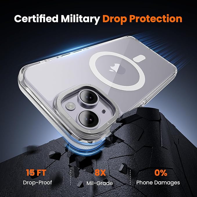 3 in 1 for iPhone 14 Case Clear with MagSafe, Yellowing-Resistant Acrylic Back, Shockproof Guard Corners, Military-Grade Protection for iPhone 14 Phone Case 6.1 inch Clear Bumper