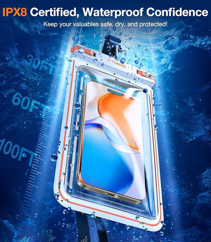 TORRAS 2 Pack IPX8 Waterproof Phone Pouch Floating, Underwater Screen Touchable, Waterproof Phone Case with Lanyard for iPhone 17 Pro Max 16 15 14 S26 Ultra S25, Cell Phone Dry Bag 7.0", Black & White
