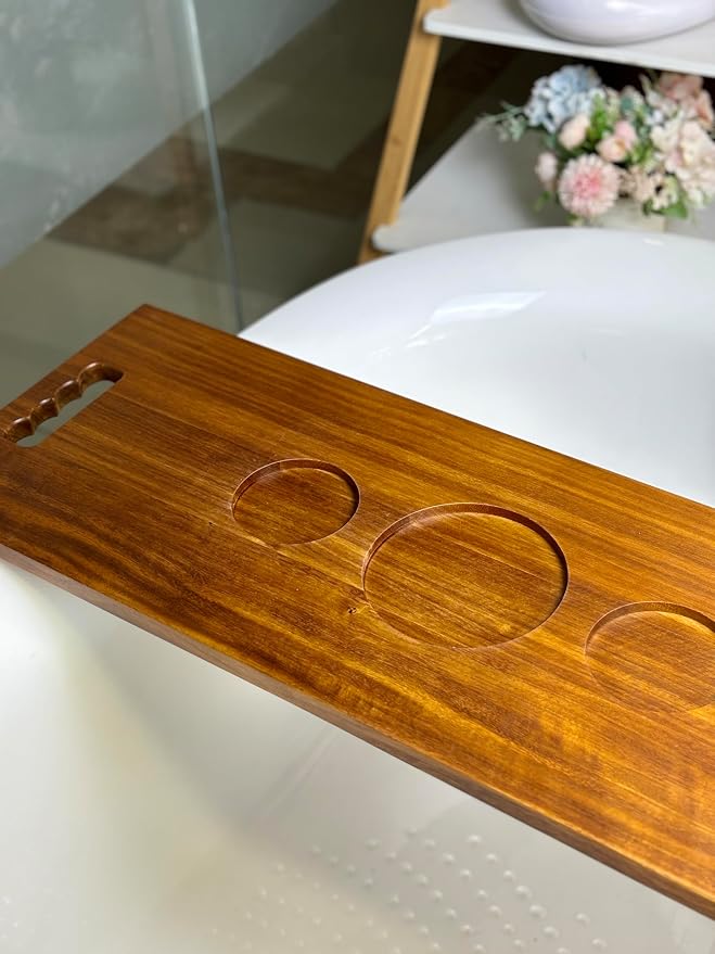 Walnut Bathtub Tray with Handles – 35 x 12 Inch Large Luxury Bath Caddy