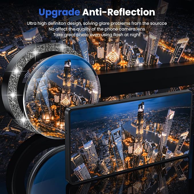 WSKEN for Samsung Galaxy S25 Ultra Camera Lens Protector - Ultra Thin Case Friendly, 9H Shatterproof Tempered Glass with Aluminum Metal Circle Camera Screen Protector Cover Accessories, Glitter Gold