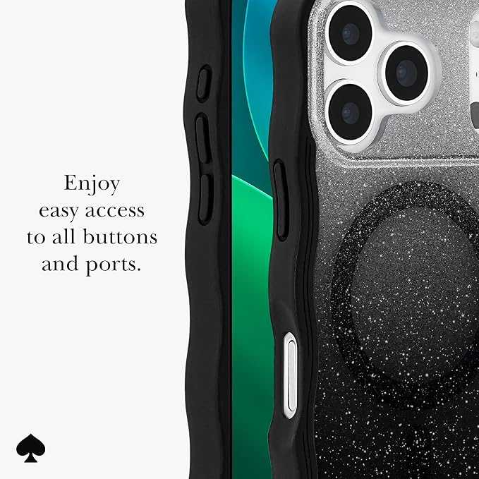 kate spade new york iPhone 17 Pro Case - Compatible with MagSafe - Designer Phone Case - Wavy Nightfall