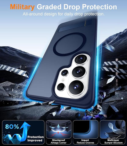 Magnetic for Samsung Galaxy S26 Ultra Case, [Innovate Stand][Military Grade Drop Protection][Non Slip][Translucent Matte] Shockproof Phone Case for Galaxy S26 Ultra 2026 -Blue