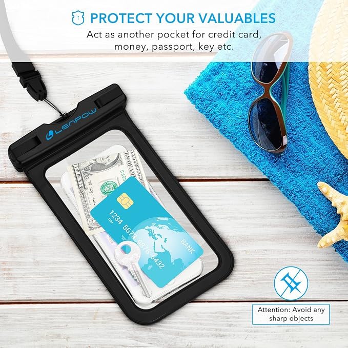 Universal Waterproof Case, 2 Pack IPX8 Waterproof Phone Lanyard Dry Bag with Neck Strap for iPhone 17 16 15 14 13 12 XS Pro Plus Galaxy S24 S23 Edge Note Google Pixel LG HTC Sony Moto up to 7.5"