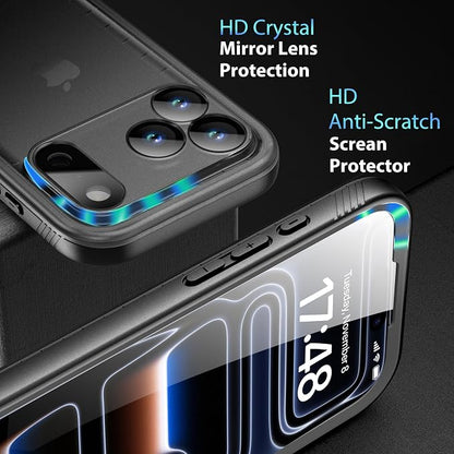 SPORTLINK for iPhone 17 Pro Case - IP68 Waterproof Military Protective Full Body Heavy Duty Shockproof 360 Sealed Dustproof with Camera Screen Protector Phone Cover for iPhone 17 Pro 6.3" Black