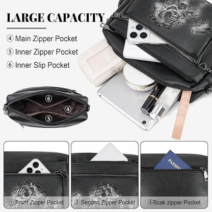 Crossbody Bags for Women Trendy, Vegan Leather Crossbody Purses Travel Shoulder Handbags Embossed Design