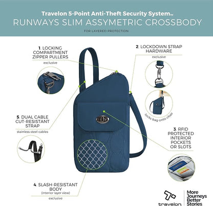 Travelon Anti-Theft Runways Slim Assymetric Crossbody