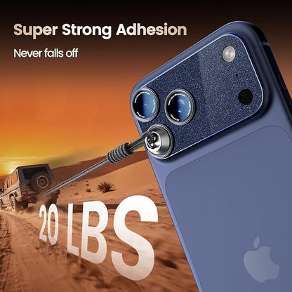 Camera Lens Protector Compatible with iPhone 17 Pro Max- Metal Frame Tempered Glass Cover, [Anti-Scratch] [Drop-Proof][Strong-Adhesion] Rear Camera Screen Cover- Deep Blue