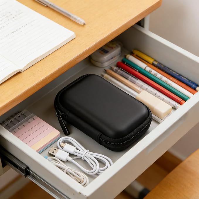 Charger Case,Mini Cable Organizer Cases,Pouch Case Bag,Small Charger Organizer,Waterproof Travel Storage Carrying Bag for USB Drives,Power Adapter,Earphones,Cords etc,Single-Layer,Black