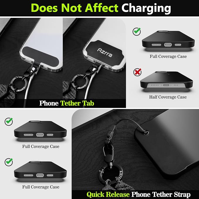 Azrra Adjustable Crossbody Cell Phone Lanyard for iPhone with Phone Tethers & Detachable Pen Holder