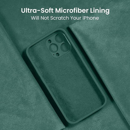 FireNova Designed for iPhone 15 Pro Case, Silicone Upgraded [Camera Protection] Phone Case with [2 Screen Protectors], Soft Anti-Scratch Microfiber Lining Inside, 6.1 inch, Midnight Green