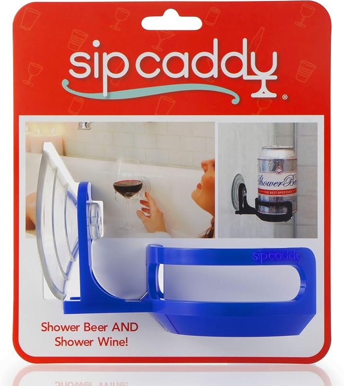 Bath & Shower Portable Cupholder Caddy for Beer & Wine Suction Cup Drink Holder, Blue
