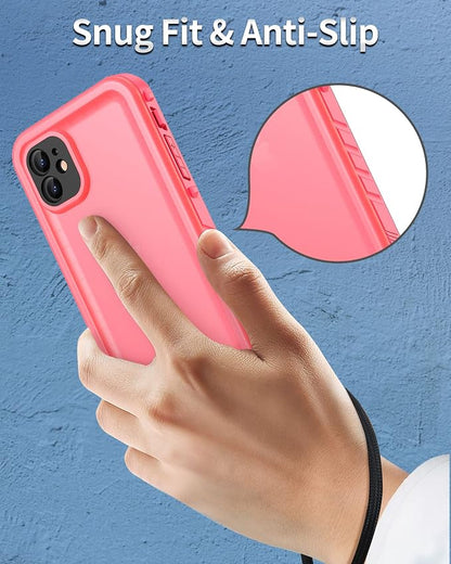 SPORTLINK for iPhone 11 Waterproof Case - Built-in Shockproof Dustproof Screen Protector - IP68 Underwater Military Dropproof Full Body Protection Cover for iPhone 11 6.1 inch (Pink)