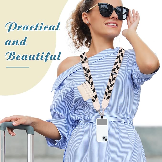 4Pcs Clip and Go Strap for Phone with Wallet Crossbody, Phone Strap with Zippered Pouch, Phone Strap with Wallet Can Be Held or Crossbody with 4 Colors