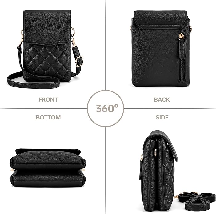 RFID Small Crossbody Purses for Women Quilted Cell Phone Purse with RFID Blocking Credit Card Slots