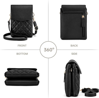 RFID Small Crossbody Purses for Women Quilted Cell Phone Purse with RFID Blocking Credit Card Slots