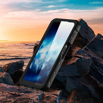 Omio for Galaxy A25 5G Waterproof Case, Full Body IP68 Underwater Clear Protective Case Built-in Screen Protector Heavy Duty Shockproof Case for Men Women, Black